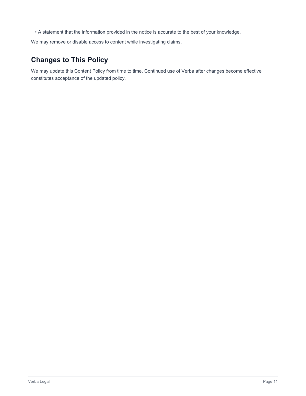 Verba Terms of Service, page 11 of 11